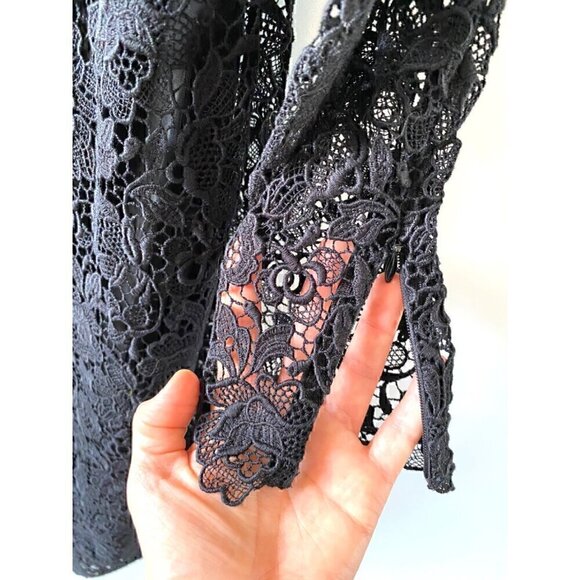 Ralph Lauren Purple Label Liesel Lace Long-Sleeve Cocktail Dress Sz 6 Black - Picture 5 of 11